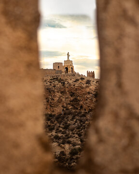 Estatua de San Cristobal desde Alcazaba de Almeria