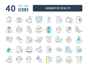 Set of linear icons of Augmented Reality