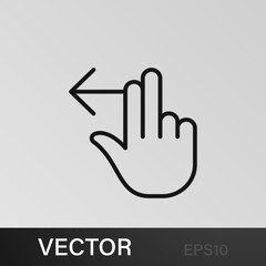 Finger, gesture, hand, left, swipe, two outline icons. Can be used for web, logo, mobile app, UI, UX
