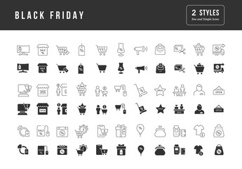 Set of simple icons of Black Friday