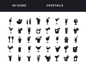 Set of simple icons of Cocktails