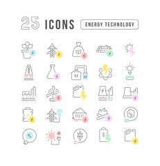 Fototapeta premium Set of linear icons of Energy Technology