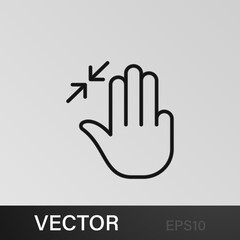 Fingers, gesture, hand, in , resize, three outline icons. Can be used for web, logo, mobile app, UI, UX