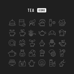 Set of linear icons of Tea