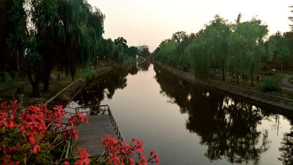 River Bega, Timisoara, at sunset 