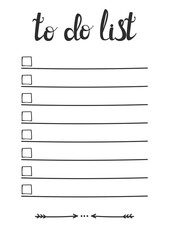 To Do List in doodle sketch style. Vector illustration. Planner. Schedule. Notes template