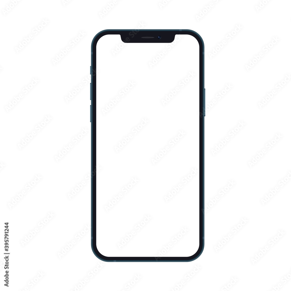 Poster mobile smartphone phone mockup isolated on white background with blank screen. realistic vector illu