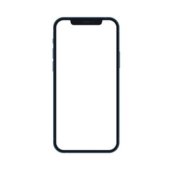 Mobile smartphone phone mockup isolated on white background with blank screen. Realistic vector illustration