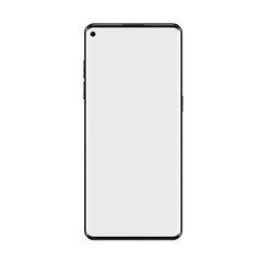 Smartphone realistic mockup vector illustration. Modern outline wireframe smart phone device, trendy portable cellphone gadget with blank white screen and front view isolated on white background