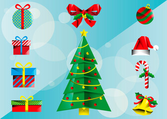 collection modern christmas icons