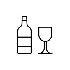 Serving Wine In A Glass With A Bottle icon. Bottle of wine and glass vector icon. Vector illustration
