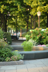 Beautiful flower garden with plants in the summer 