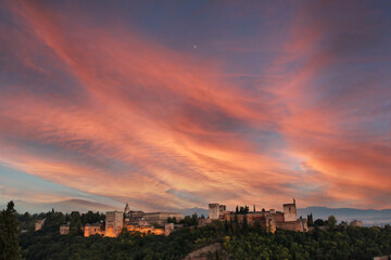 Sunset at the Alhambra in Granada.