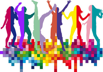 Dancing people silhouettes. Abstract background.