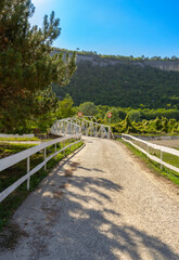 Fototapeta na wymiar Summer landscape with a bridge in the mountains near Bakhchisaray, Crimea