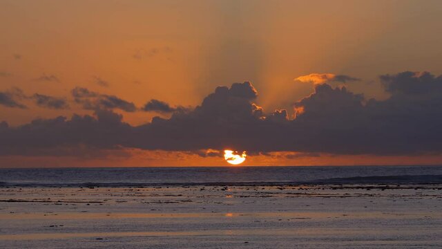 Sunset over the lagoon of La Saline les Bains on Reunion Island