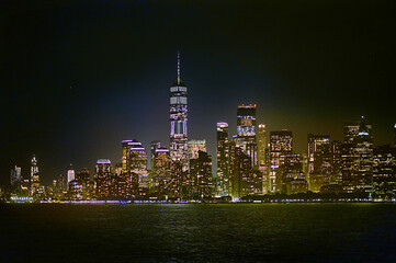 Fototapeta na wymiar New York city skyline at night. USA