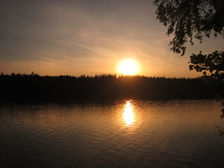 sunset over lake