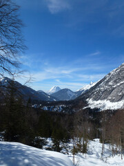 Winter hiking tour to Pleisenspitze mountain, Tyrol, Austria