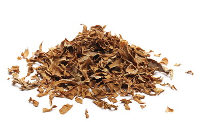 Chopped dry leaves cabbage isolated on white background