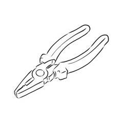 Pliers pincers hand tool isolated on white background. Vector illustration, pliers vector sketch illustration
