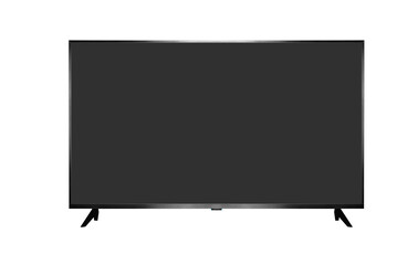 TV 4K flat screen lcd or oled, plasma. Black blank HD monitor isoalted on white.