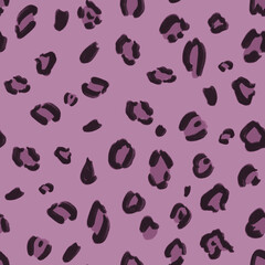 Hand-drawn animalistic brindle seamless pattern on pink background. Monochrome pattern. Print, packaging, passport, stationery, cover, wallpaper design. © Kate