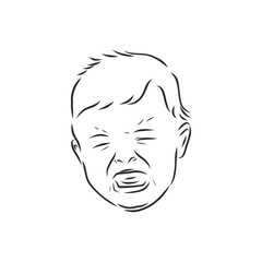 Doodle style crying baby or newborn illustration in vector format. crying baby vector sketch illustration