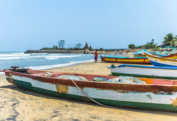 Mahabalipuram beach in Tamil Nadu - obrazy, fototapety, plakaty