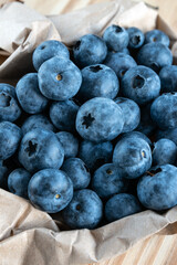 Blueberries on rustic background close-up