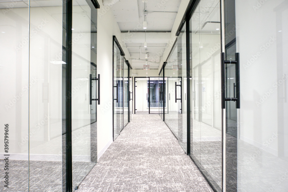 Poster view inside an empty hallway in a modern building