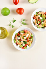 Avocado, prawn, tomato and mozarella salad