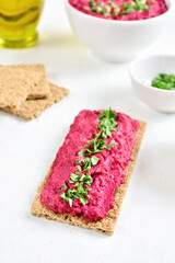 Homemade beet hummus