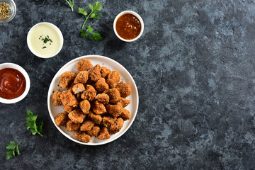 Crispy fried breaded chicken bites