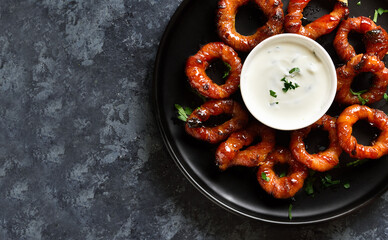 Bacon wrapped onion rings