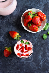 Strawberry yogurt with fresh berries