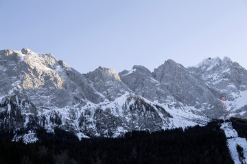 Fototapeta na wymiar Mountain view from Zugspitze, Bavaria, Germany, wintertime