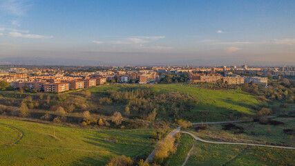 Fototapeta na wymiar Rome north, aerial landscape of Parco delle Sabine