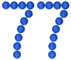 Numeral 77, seventy seven, from decorative balls, isolated on white background