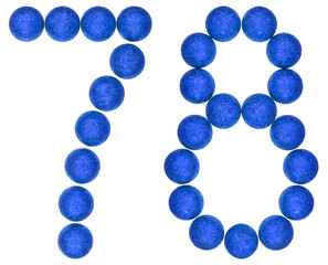 Numeral 78, seventy eight, from decorative balls, isolated on white background