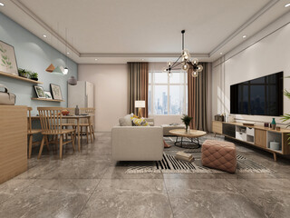 3d render of modern living room interior