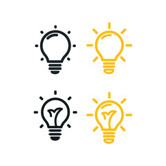 Set of light bulb icons. Concept of idea. Vector illustration.