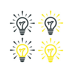 Set of light bulb icons. Concept of idea. Vector illustration.