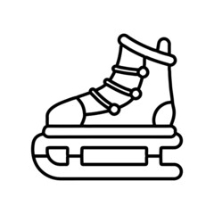 ice hockey skates white line icon