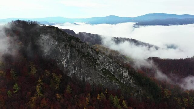 Aerial view of Sivec mountains in Ruzin locality in Slovakia