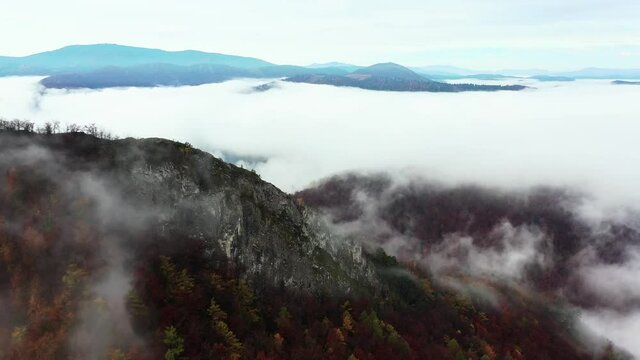Aerial view of Sivec mountains in Ruzin locality in Slovakia
