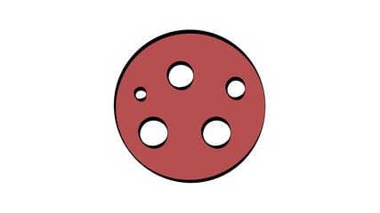 salami on white background, vector illustration. sausage with round pieces of bacon, pink delicacy. harmful fatty foods. sausage for a snack for lunch. fast food food