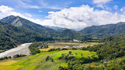 Cordillera on Luzon Island, Philippines, aerial view. Beautiful mountain landscape.