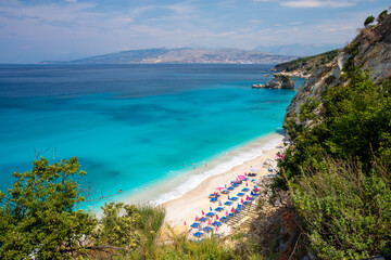 Fototapeta na wymiar view on paradise beach in Ksamil in Albania