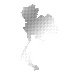 Thailand map from pattern of black slanted parallel lines. Vector illustration.